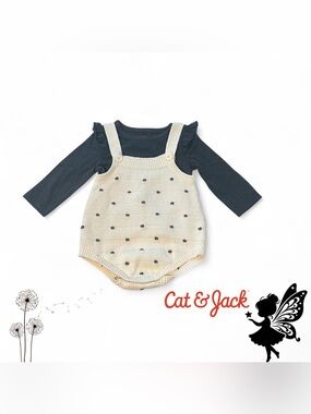 Cat & Jack Black and Cream Baby Romper